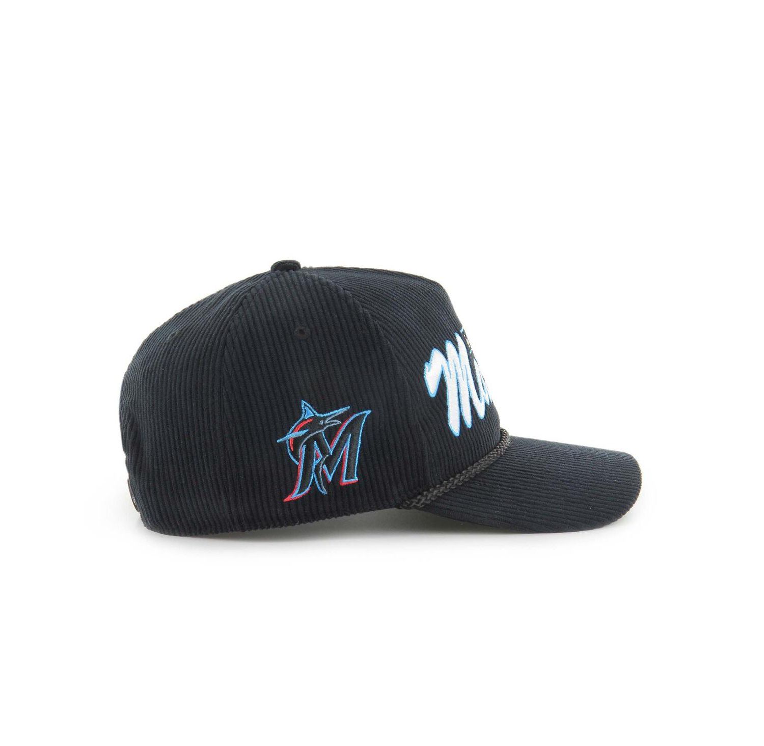 Men's Black Miami Marlins Corduroy Hitch Adjustable Hat
