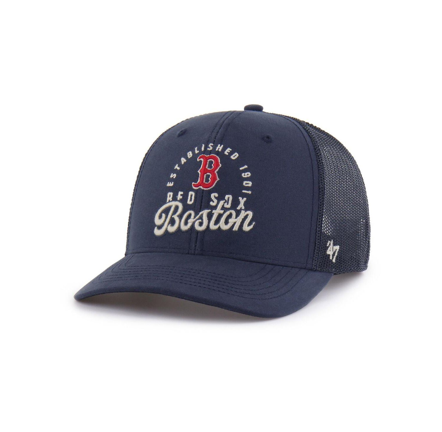 Men's Navy Boston Red Sox Pitstop Trucker Adjustable Hat
