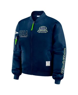 Women's College Navy Seattle Seahawks Patch Full-Zip Bomber Jacket