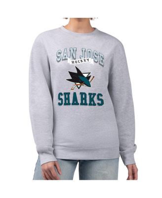 Women's Heather Gray San Jose Sharks Team Logo Tri-Blend Fleece Pullover Sweatshirt