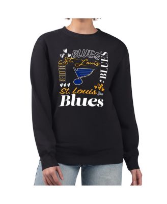 Women's Black St. Louis Blues Collage Graphic Fleece Long Sleeve Pullover Sweatshirt