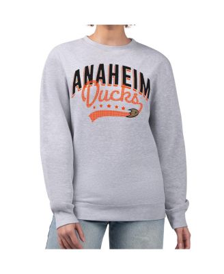 Women's Heather Gray Anaheim Ducks Filigree Team Graphic Fleece Pullover Sweatshirt