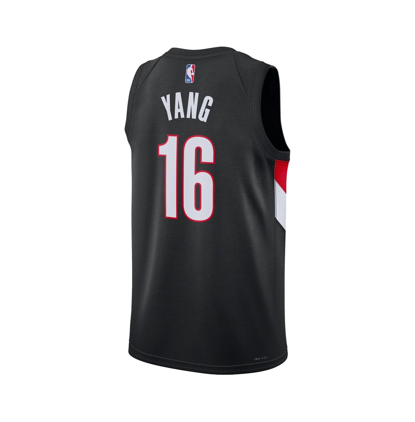 Nike Men's and Women's Yang Hansen Black Portland Trail Blazers Swingman Icon Edition Jersey — фото 3