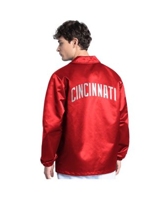 Men's Red Cincinnati Reds Cooperstown Collection Point Man Full-Snap Coaches Jacket