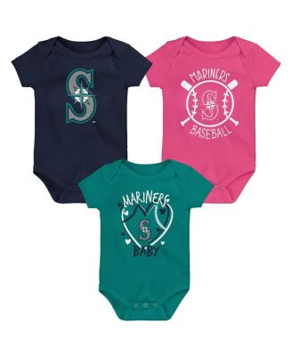 Baby Boys and Girls Three-Pack Seattle Mariners Slide Home Bodysuit Set