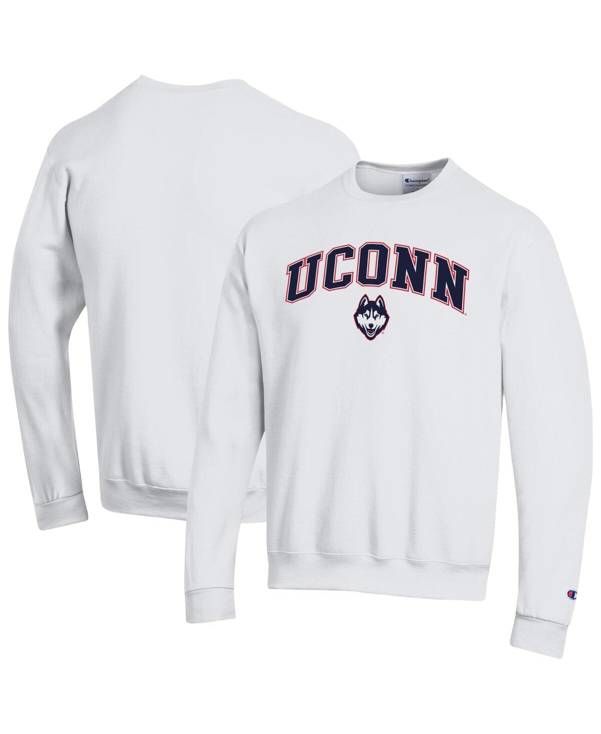 Champion Men's Navy UConn Huskies Arch Over Logo Pullover Sweatshirt - White