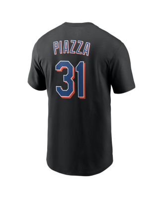 Men's Mike Piazza Black New York Mets Cooperstown Collection Name & Number T-Shirt