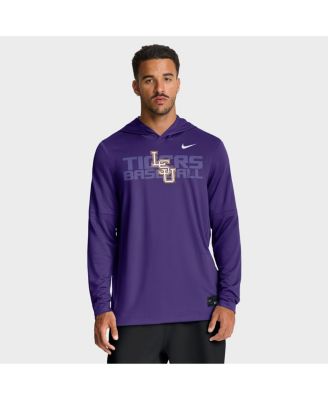 Men's Purple LSU Tigers Dugout Dri-FIT Long Sleeve Hooded T-Shirt