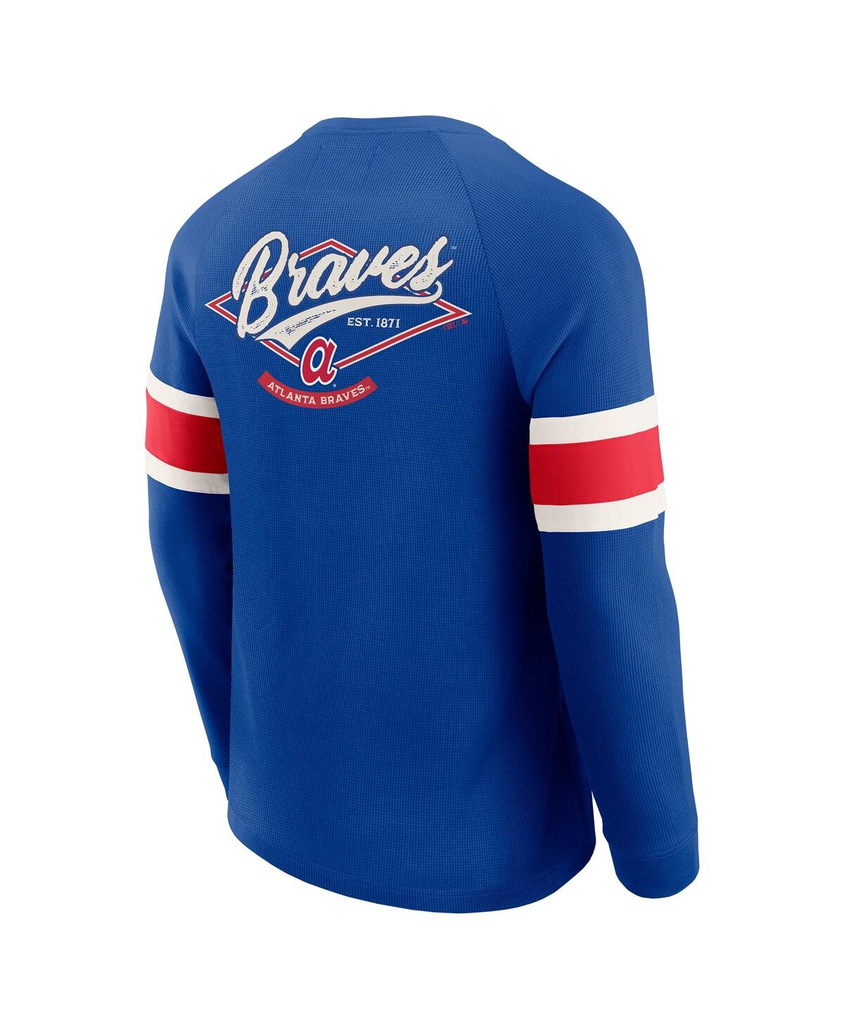 Darius Rucker Collection By Fanatics Men's Royal Atlanta Braves Waffle-Knit Raglan Long Sleeve Henley T-Shirt