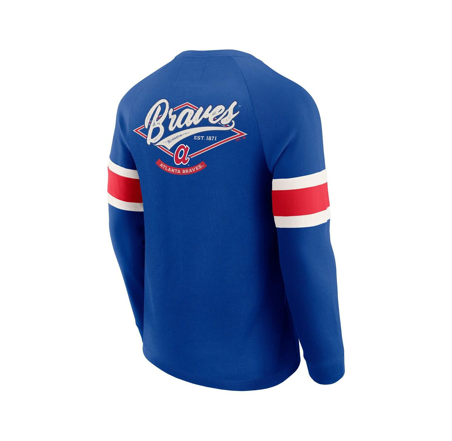 Darius Rucker Collection By Men's Royal Atlanta Braves Waffle-Knit Raglan Long Sleeve Henley T-Shirt
