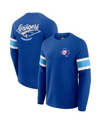 Darius Rucker Collection By Men's Royal Texas Rangers Waffle-Knit Raglan Long Sleeve Henley T-Shirt