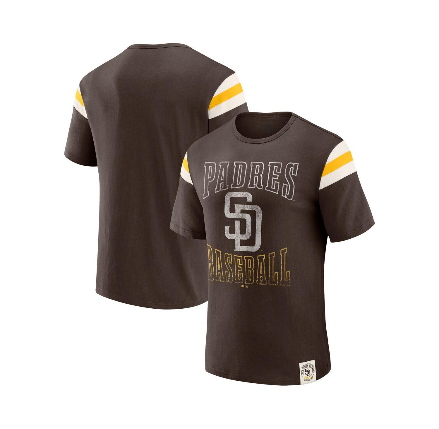 Darius Rucker Collection By Men's Brown San Diego Padres Distressed Sleeve Stripe T-Shirt