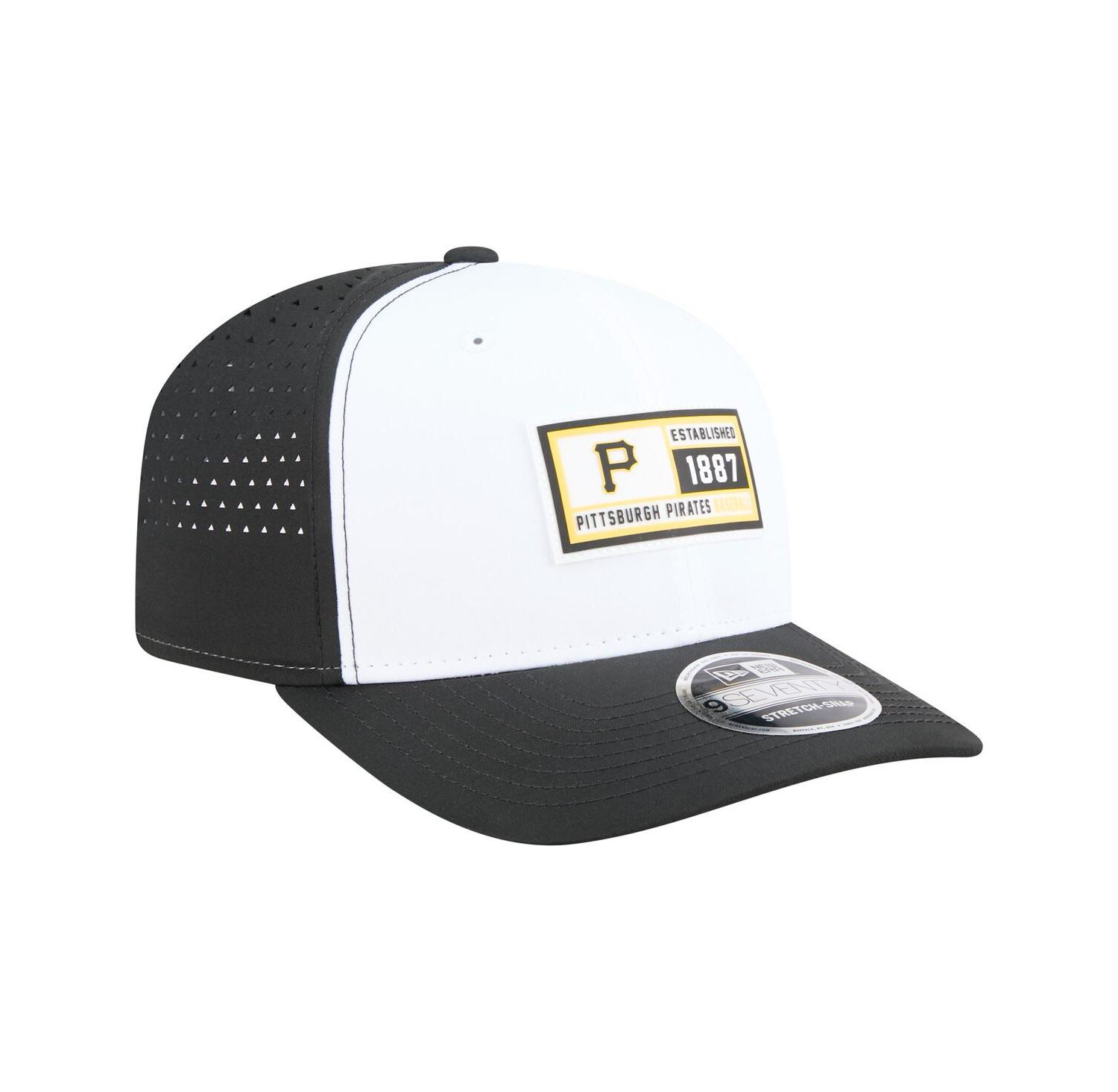Men's White/Black Pittsburgh Pirates Established Patch 9SEVENTY Adjustable Hat