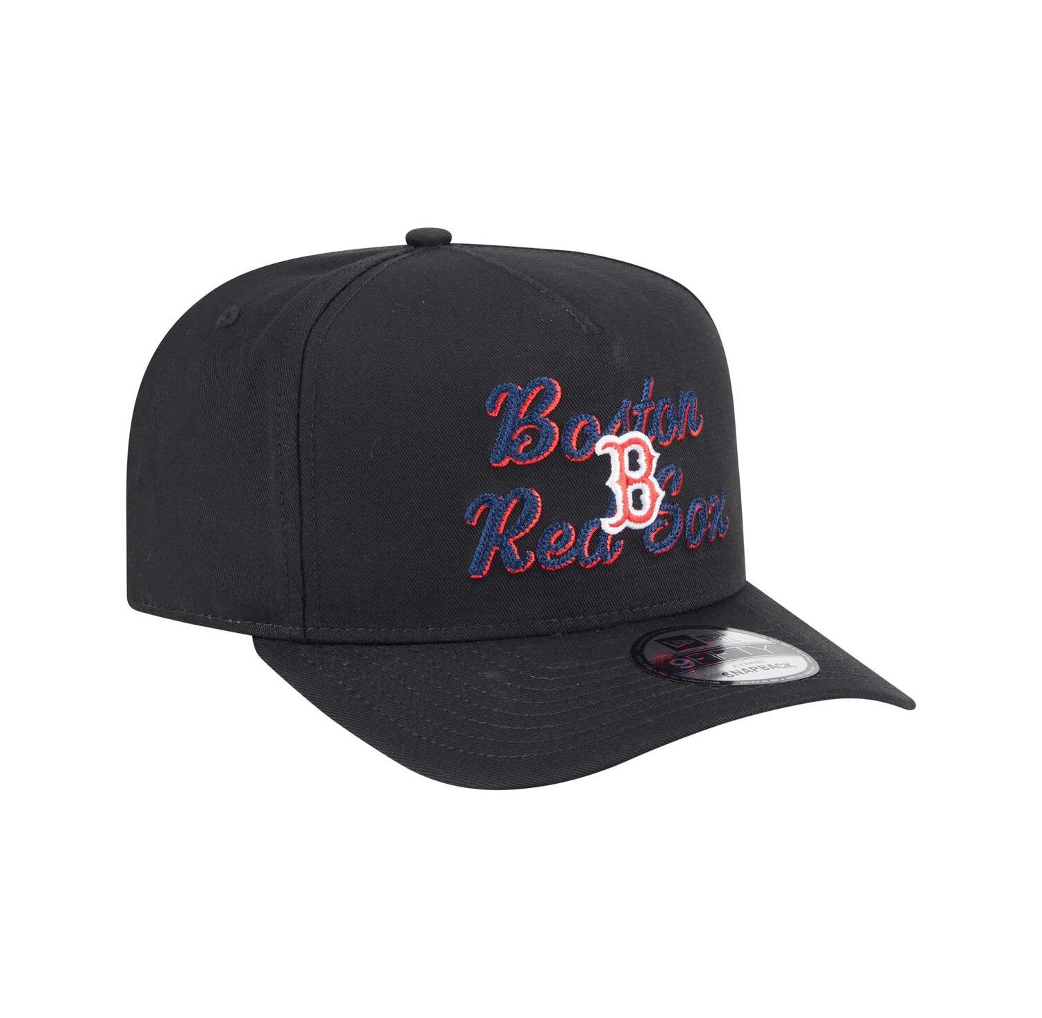 Men's Black Boston Red Sox Chainstitch 9FIFTY A-Frame Snapback Hat