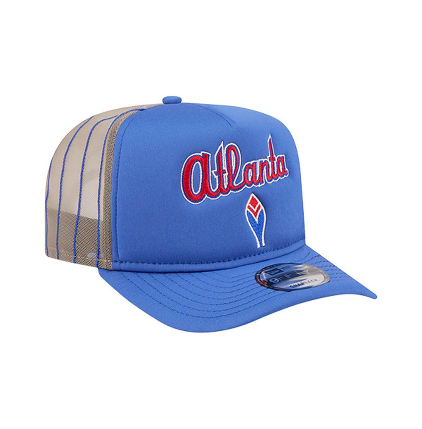 Мужская кепка New Era Royal Atlanta Braves Vintage Arched Foam Front 9FIFTY A-Frame Adjustable Trucker Hat — фото 3