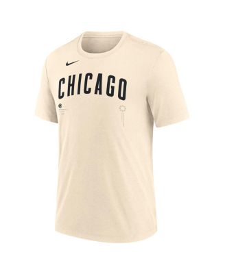 Men's Natural Chicago Cubs Wordmark Tri-Blend T-Shirt