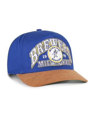 Men's Royal/Brown Milwaukee Brewers Cooperstown Break Wood Suede Hitch Adjustable Hat