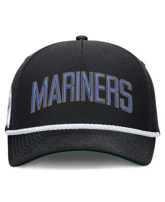 Men's Black Seattle Mariners Cooperstown Collection Rise Adjustable Hat