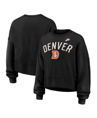 Women's Black Denver Broncos Oversized High Hip Legacy Arch Phoenix Fleece Sweatshirt