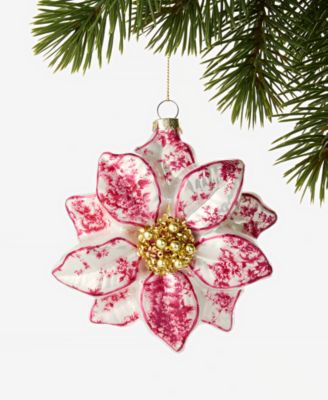 Holiday Toile Flower Ornament
