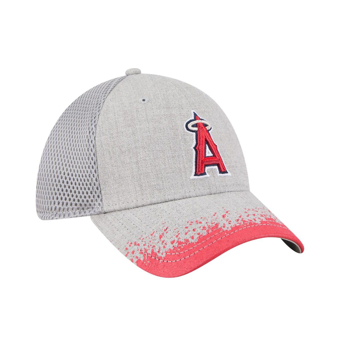 Мужские козырьки New Era Gray Los Angeles Angels Paint Splatter 39THIRTY Flex Hat — фото 3