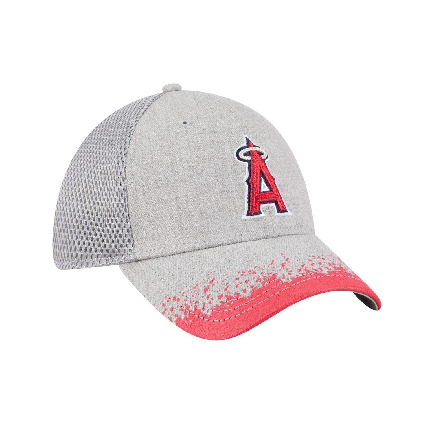 Men's Gray Los Angeles Angels Visor Paint Splatter 39THIRTY Flex Hat