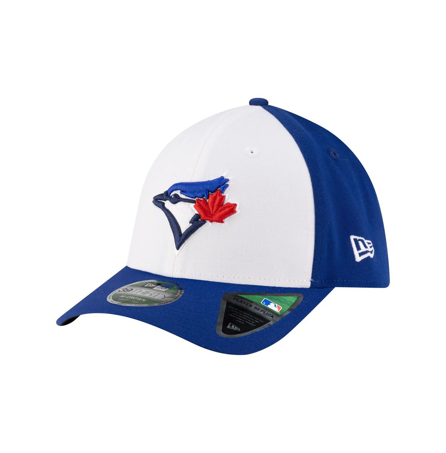 Мужская кепка New Era White/Royal Toronto Blue Jays Player Replica 39THIRTY M-Crown Flex Hat — фото 1