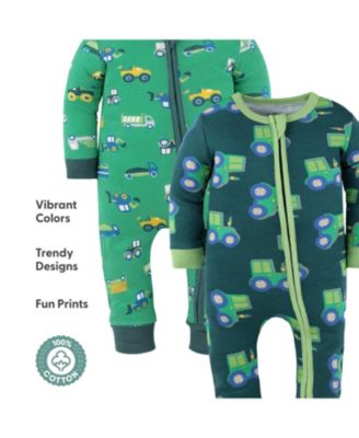 Trucks & Tractors Cotton Footless Pajamas for Boys, 2 Pack