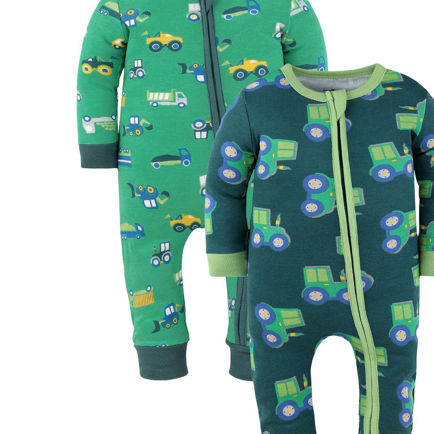 Baby Boys Trucks and Tractors Cotton Footless Pajamas for Boys, 2 Pack