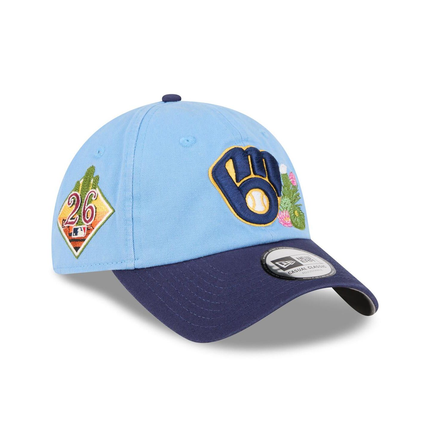 Мужская кепка New Era Light Blue/Navy Milwaukee Brewers 2026 Spring Training Casual Classic Adjustable Hat — фото 1