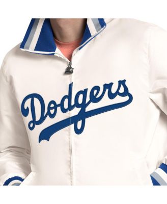 Men's White Los Angeles Dodgers The Captain Cooperstown Logo Full-Zip Varsity Jacket