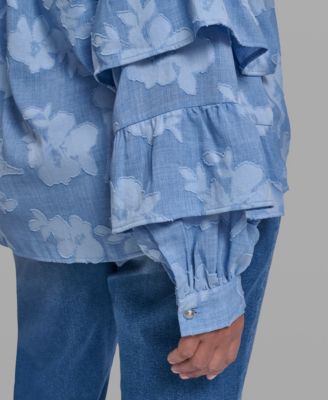 Plus Size Mock Neck Tiered Top