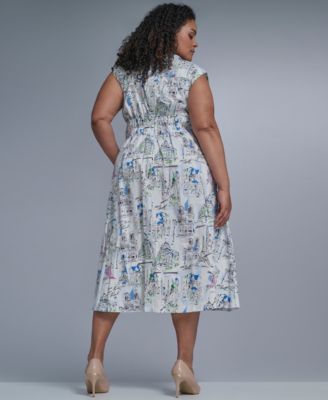 Plus Size Sleeveless V-Neck Midi Dress