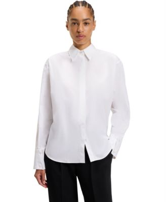 BOSS by Women's Cotton Relaxed-Fit Blouse