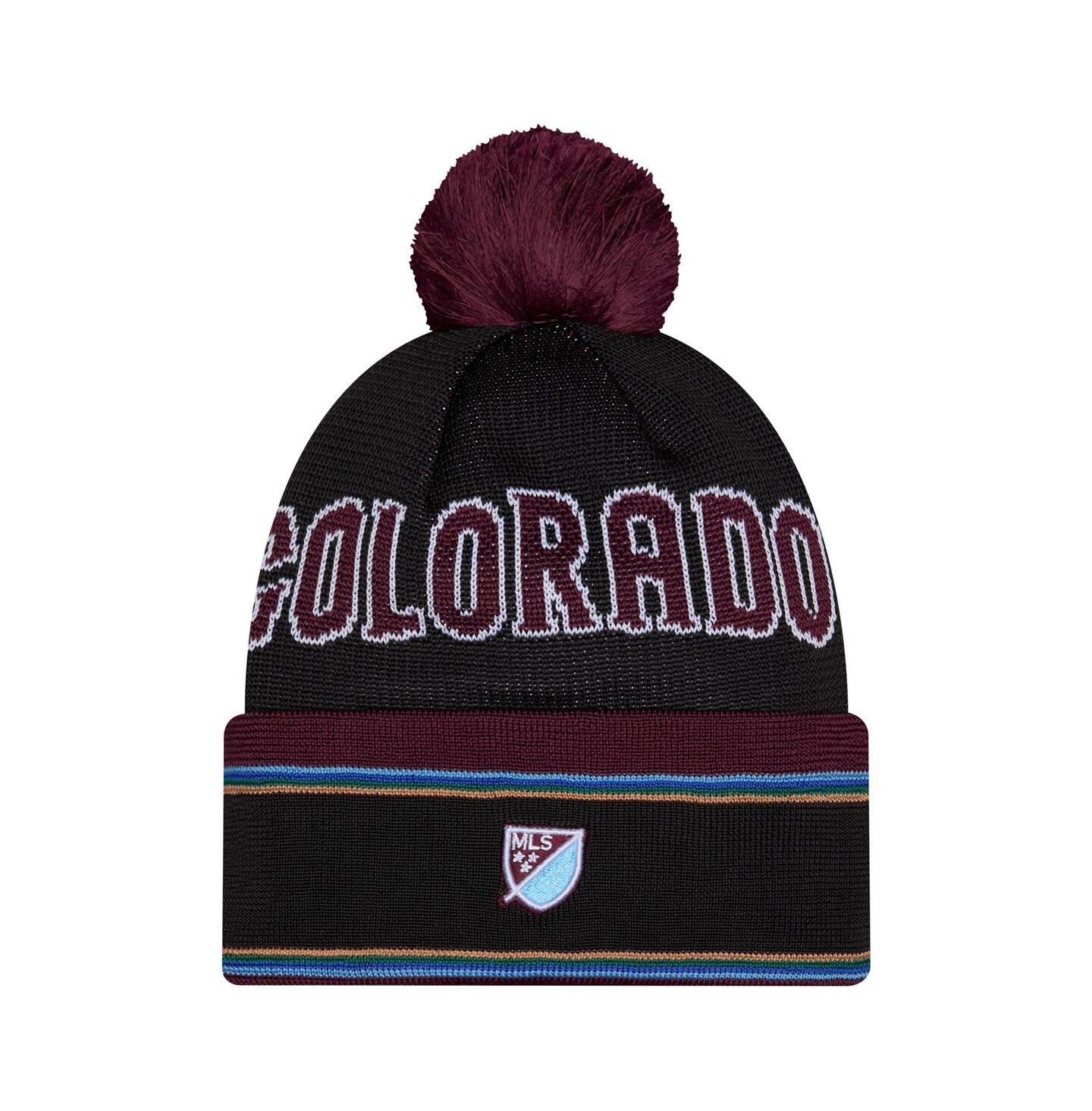 Мужские головные уборы New Era Black Colorado Rapids 2026 Jersey Hook Cuffed Knit Hat with Pom — фото 2
