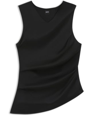 BOSS by Women's Stretch-Silk Asymmetric-Hem Top