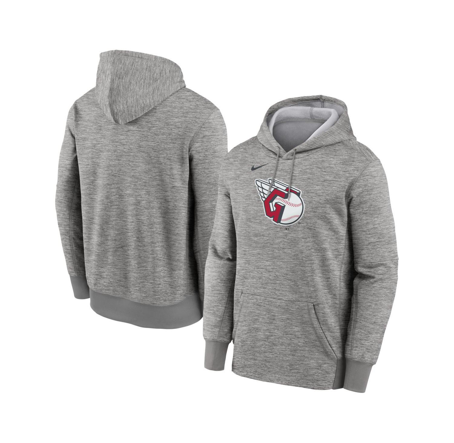 Men's Heather Gray Cleveland Guardians Primary Logo Therma Hoodie