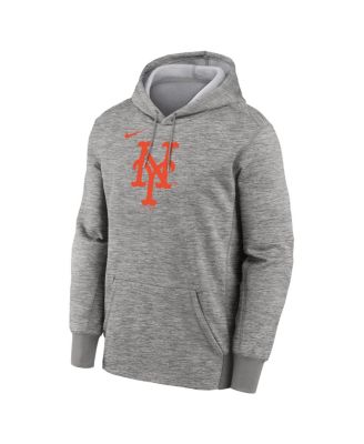 Men's Heather Gray New York Mets Primary Logo Therma Hoodie