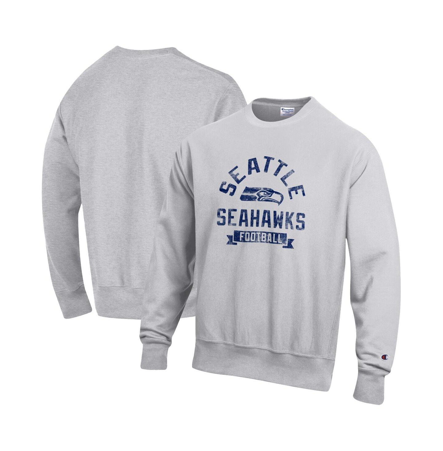 Мужская толстовка Champion Heather Gray Seattle Seahawks Reverse Weave Fleece Pullover — фото 1