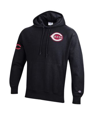 Men's Black Cincinnati Reds Reverse Weave Chenille Hoodie