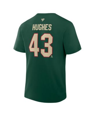 Men's Quinn Hughes Green Minnesota Wild Authentic Stack Name & Number T-Shirt