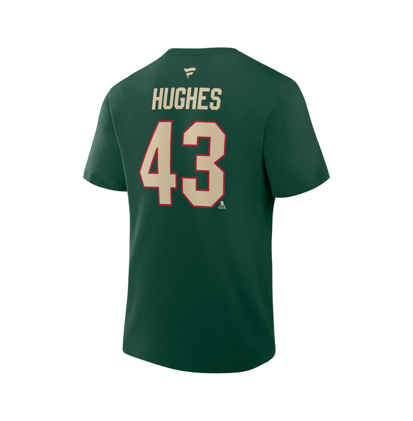 Мужская футболка Fanatics Quinn Hughes Green Minnesota Wild Authentic Stack Name & Number — фото 3