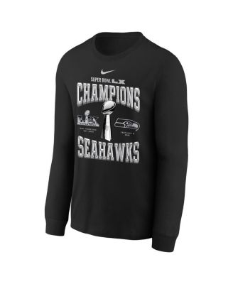 Big Boys and Girls Black Seattle Seahawks Super Bowl LX Champions Locker Room Trophy Collection Long Sleeve T-Shirt