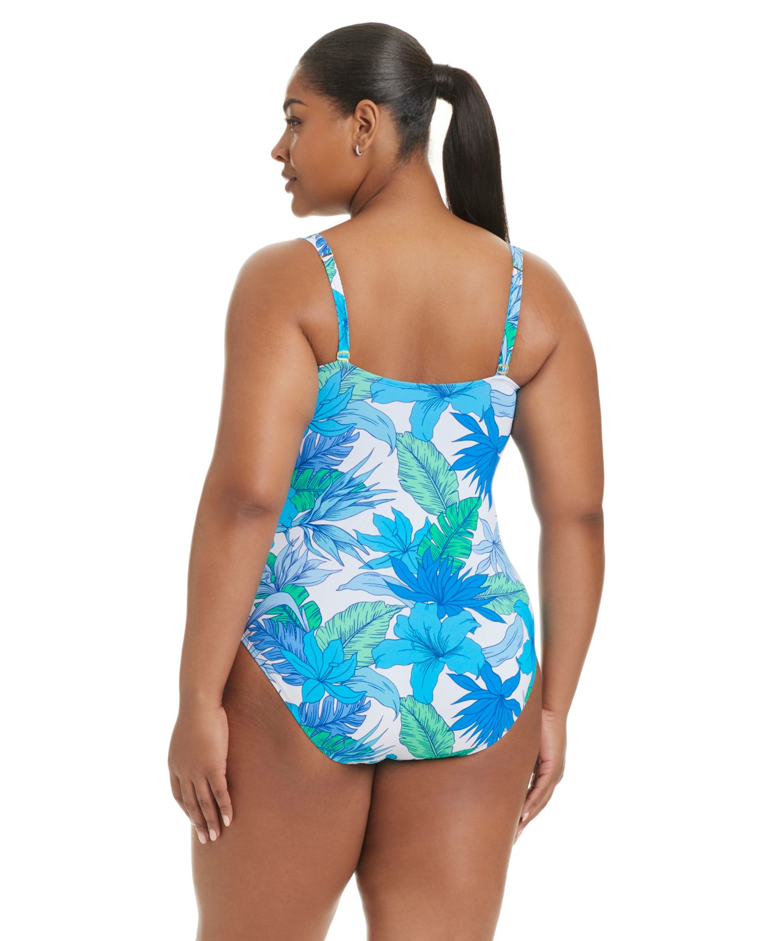 Plus Size Riviera Retreat Shirred-Front Sweetheart One-Piece Swimsuit