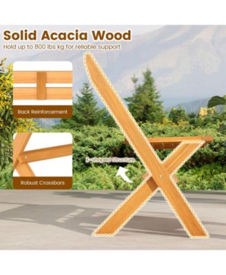 Foldable Outdoor Bench 2-Person Acacia Wood Patio Garden Bench Outside Loveseat