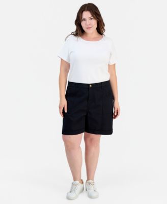 Plus Size Cuffed Utility Shorts
