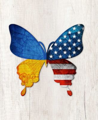 USA Ukraine Patriotic Butterfly Holiday Outdoor Decor Large Ornament