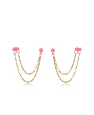 Double Piercing Chain Dangle Earrings