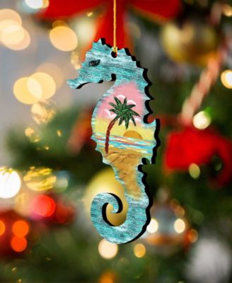 Sea Turtle, Mermaid, Seahorse Holiday Ornaments, Set of 3