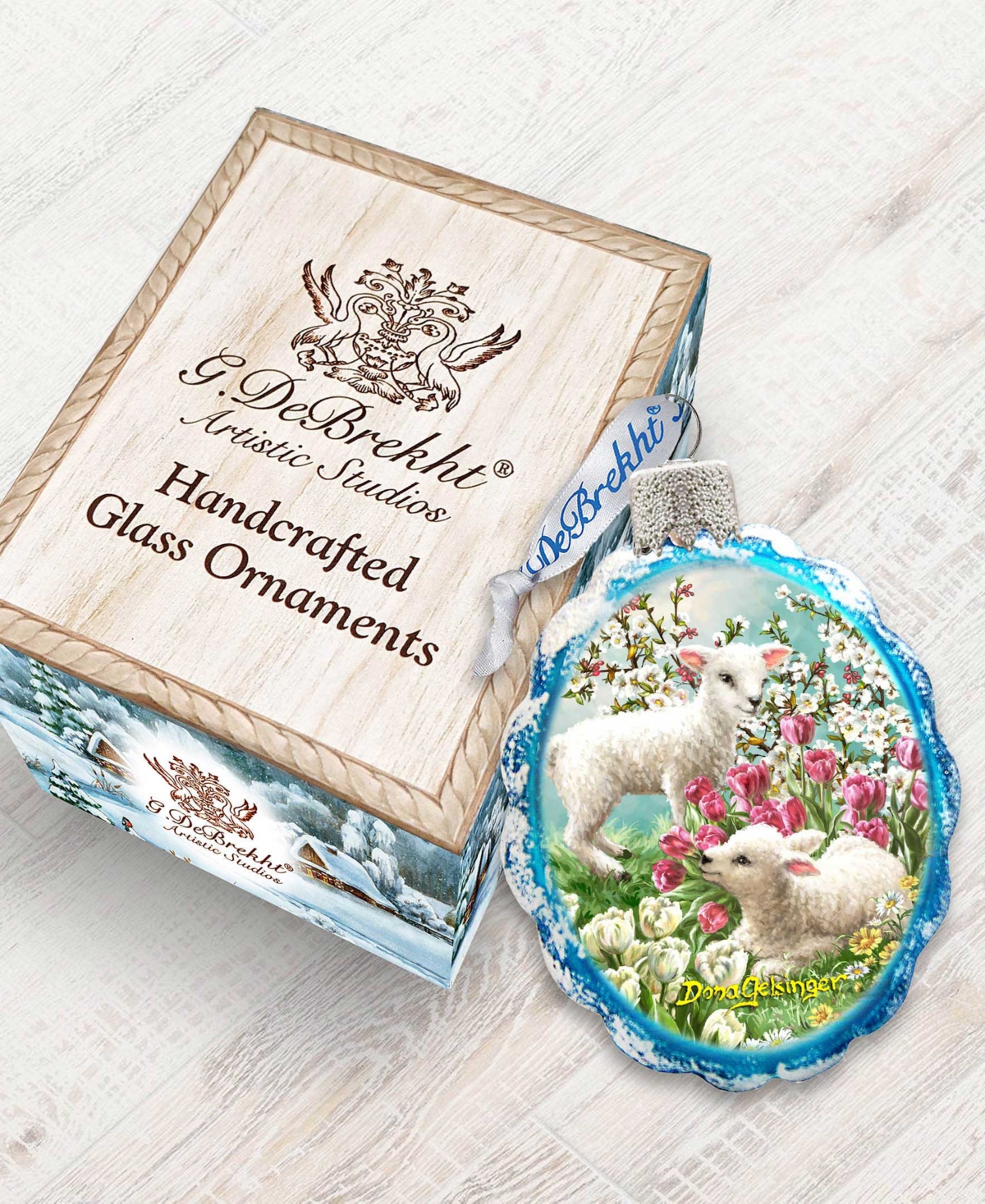 Designocracy Holiday Lambs Mercury Holiday Ornament